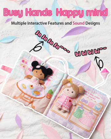 Leyadoll Interactive Sensory Soft Cloth Book, Educational Crinkle Quiet Activity Busy Book For Babies,Toddler Travel Toy Gift Fo