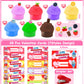28 Pack Prefilled Valentines Butter Slime With 28 Valentines Day Gifts Cards For Kids, 7 Color & Fruit Charms Diy Valentine Slim