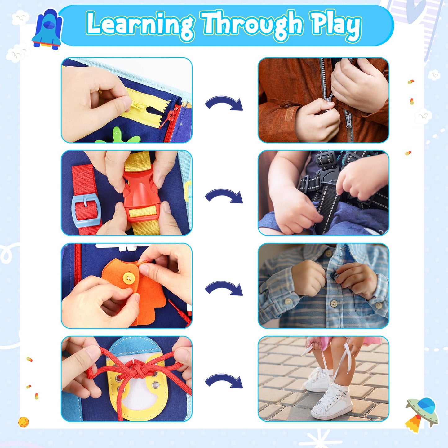 Lanjue Toddler Busy Board, Montessori Toys For 3+ Year Old Boys Birthday Gifts, Busy Book Sensory Board Learning Educational Act