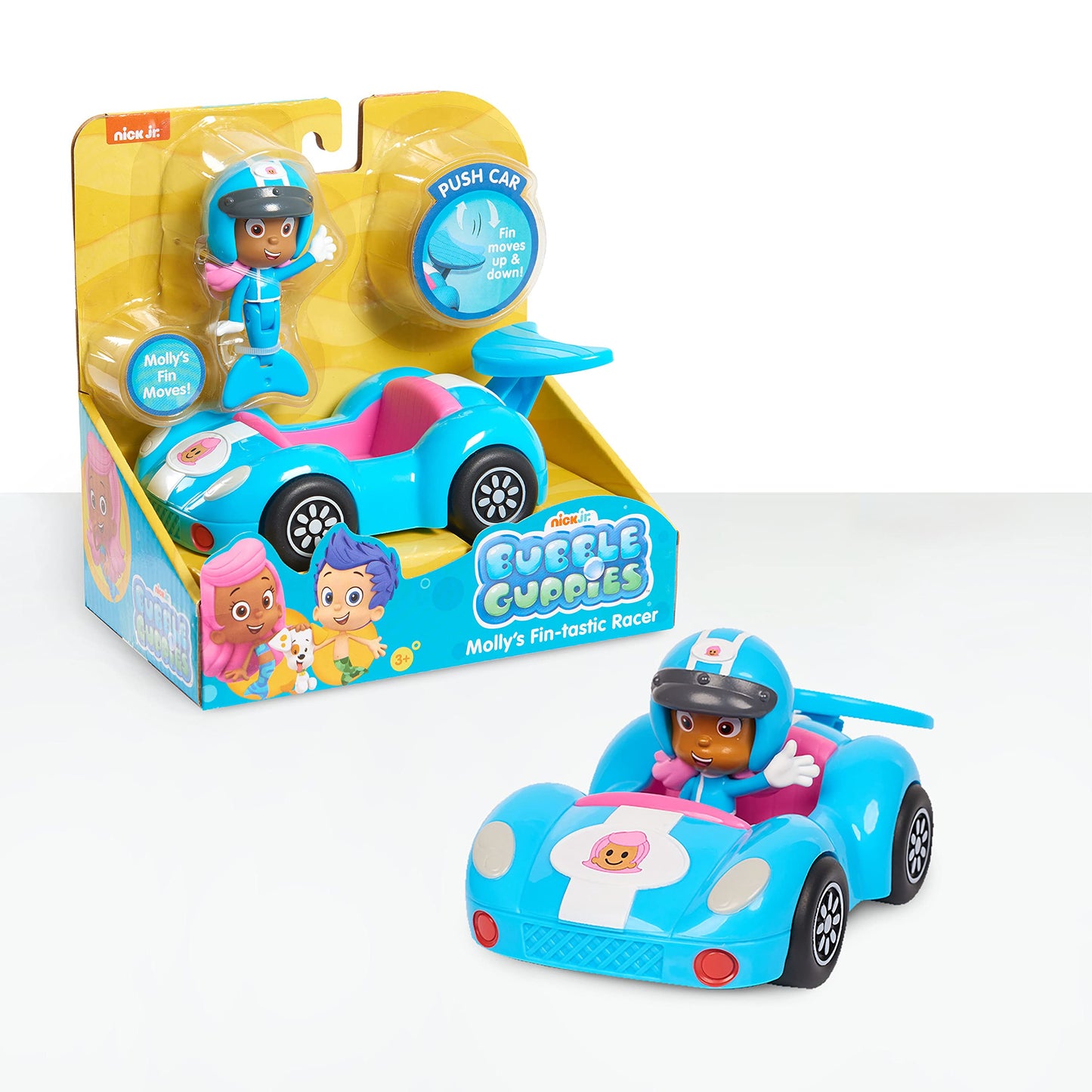 Bubble Guppies Molly's Fin-tastic Racer, 4-inch Molly Figure and matching Fin-tastic Racer, Blue, Kids Toys for Ages 3 Up by Jus