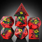 DNDND Metal Dice, 7 PCS Metallic Flowers D&D Dice with Gorgeous Gift Case for D&D Dungeons and Dragon Tabletop Game (Red and Yel