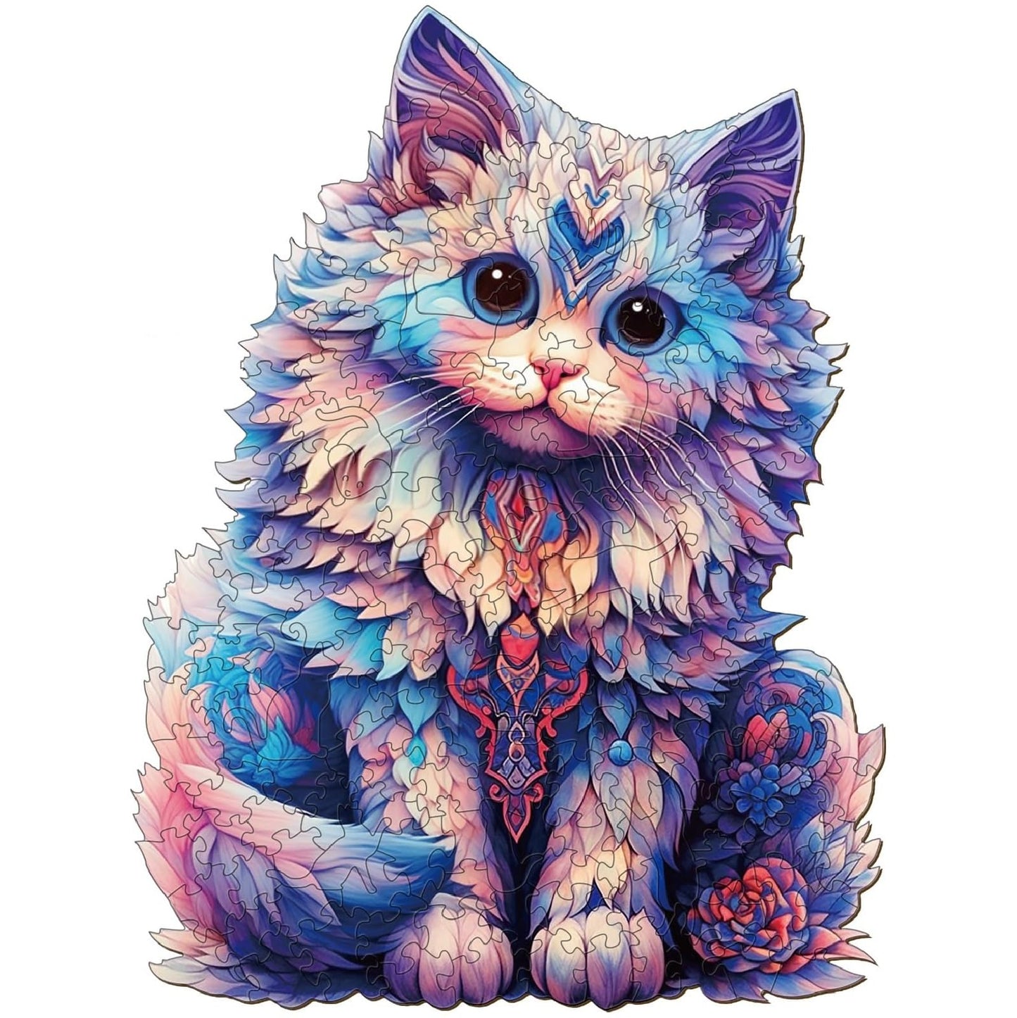 Aeekdook Wooden Puzzles for mature-themeds - Ragdoll Cat Puzzle Wood Puzzles mature-themed - Wooden Jigsaw Puzzles Unique Animal Shape Relax Puzzles (M - 8.6 * 11.4in-200pcs)