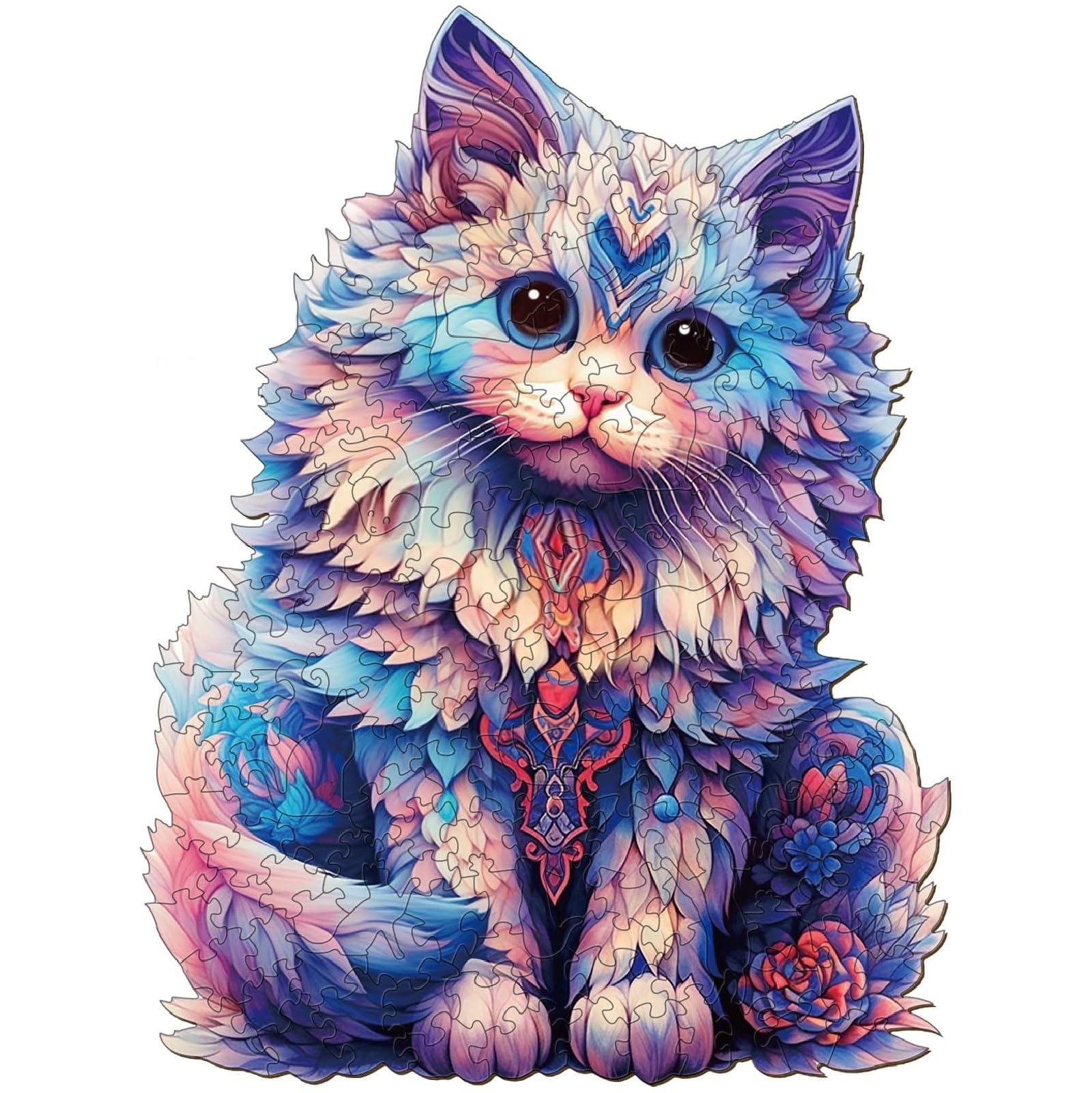 Aeekdook Wooden Puzzles for mature-themeds - Ragdoll Cat Puzzle Wood Puzzles mature-themed - Wooden Jigsaw Puzzles Unique Animal Shape Relax Puzzles (M - 8.6 * 11.4in-200pcs)