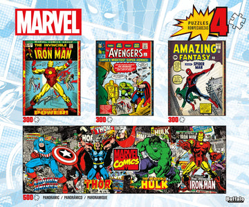 Buffalo Games - Marvel - 4 X 1 Multipack - Comics - Multi Piece Jigsaw Puzzle For Adults -Challenging Puzzle Perfect For Game Nights - Finished Size Varies