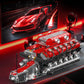 Mould King V12 Engine Model Kit - 3472 PCS STEM Building Blocks, Red, Plastic, WX10169-LZUSYL, Includes Battery & Motor