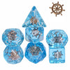 UDIXI 7PCS Polyhedral Dice Set D&D Filled with Rudder, Blue DND Dice with White Floating Silk for Dungeons and Dragons RPG MTG a