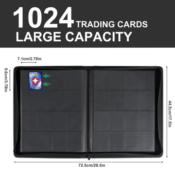 enhanced Card Binder 16 Pocket  GEAoffice PU Cover Trading Card binder for 1000+ Cards  Sturdy Card Collection Album  Card Holder Folders for YuGiOh  MTG  TCG  Game Cards & Sports Cards  Black