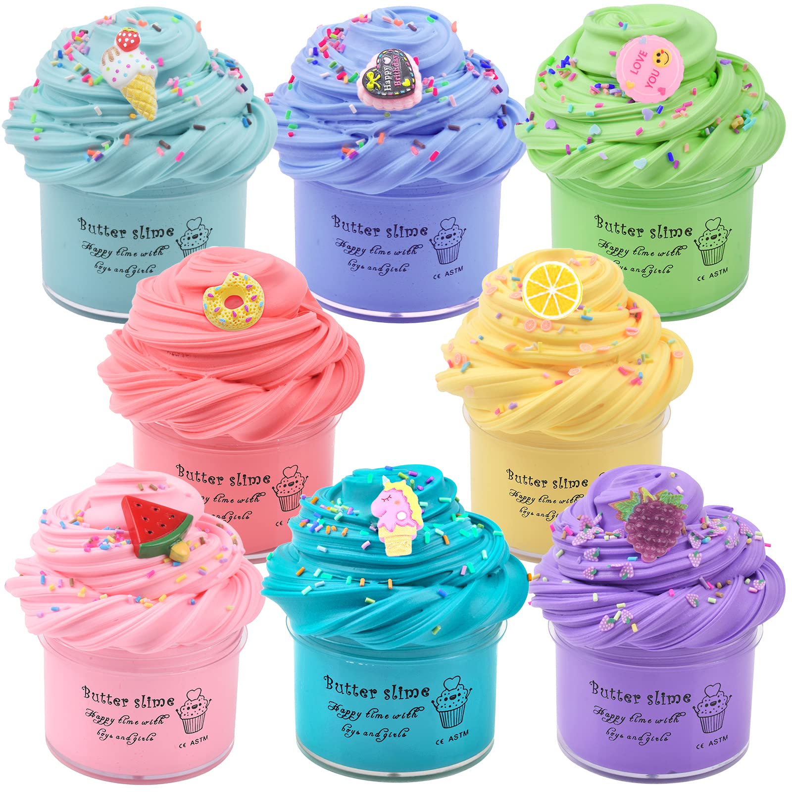 Scented Butter Slime Kit 8 Pack, Super Soft And Non Sticky Diy Slime Surprise Toy, Ideal Gift For Kids, Stress Relief Putty Toy For Girl And Boys