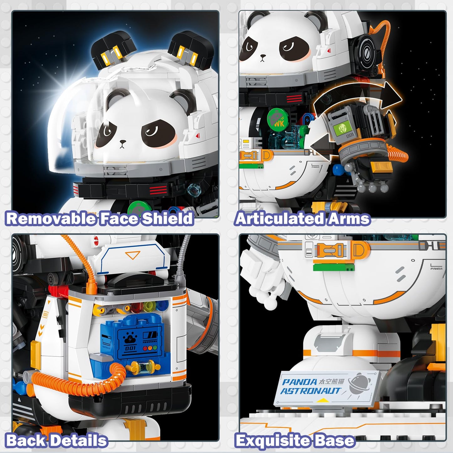 Jmbricklayer Space Panda Astronaut Building Sets 70005, Cool & Cute Animals Panda Bear Display Model, Space Toys Sets For Adults Kids Boys Girls Aged 8 9 10 11 12 13 14+, Ideal Gifts Idea(829 Pieces)