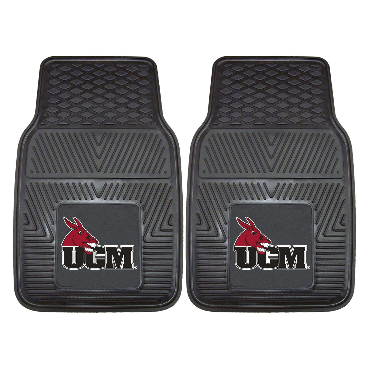 FANMATS 17094 Central Missouri Mules 2-Piece Heavy Duty Vinyl Car Mat Set, Front Row Floor Mats, All Weather Protection, Univers