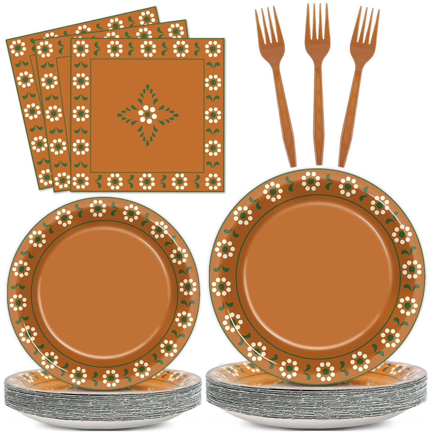 96Pcs Platos De Barro Mexicanos Paper Plates and Napkins Cielito Lindo Party Decoration Terracotta Clay Pottery Themed Tableware