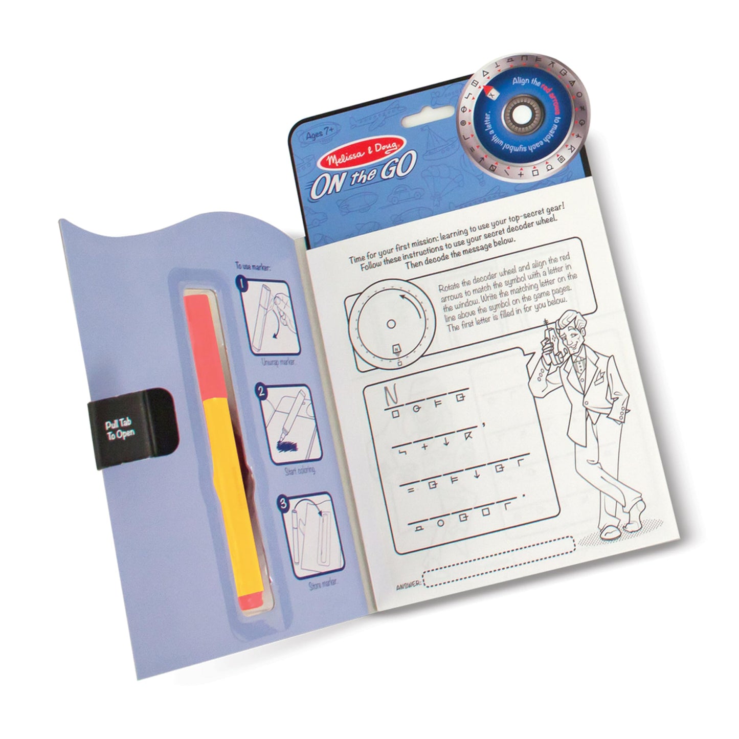 Melissa & Doug On the Go Spy Mystery Secret Decoder Book With Decoder Wheel and Magic-Reveal Pen
