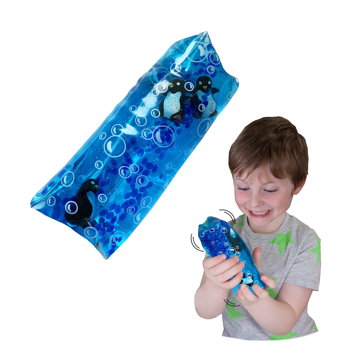 Wiggly Jiggly - Penguin from Deluxebase. Large Super Squishy Water Snake Fidget Toy with Penguin Figures. Great Sensory Toy for