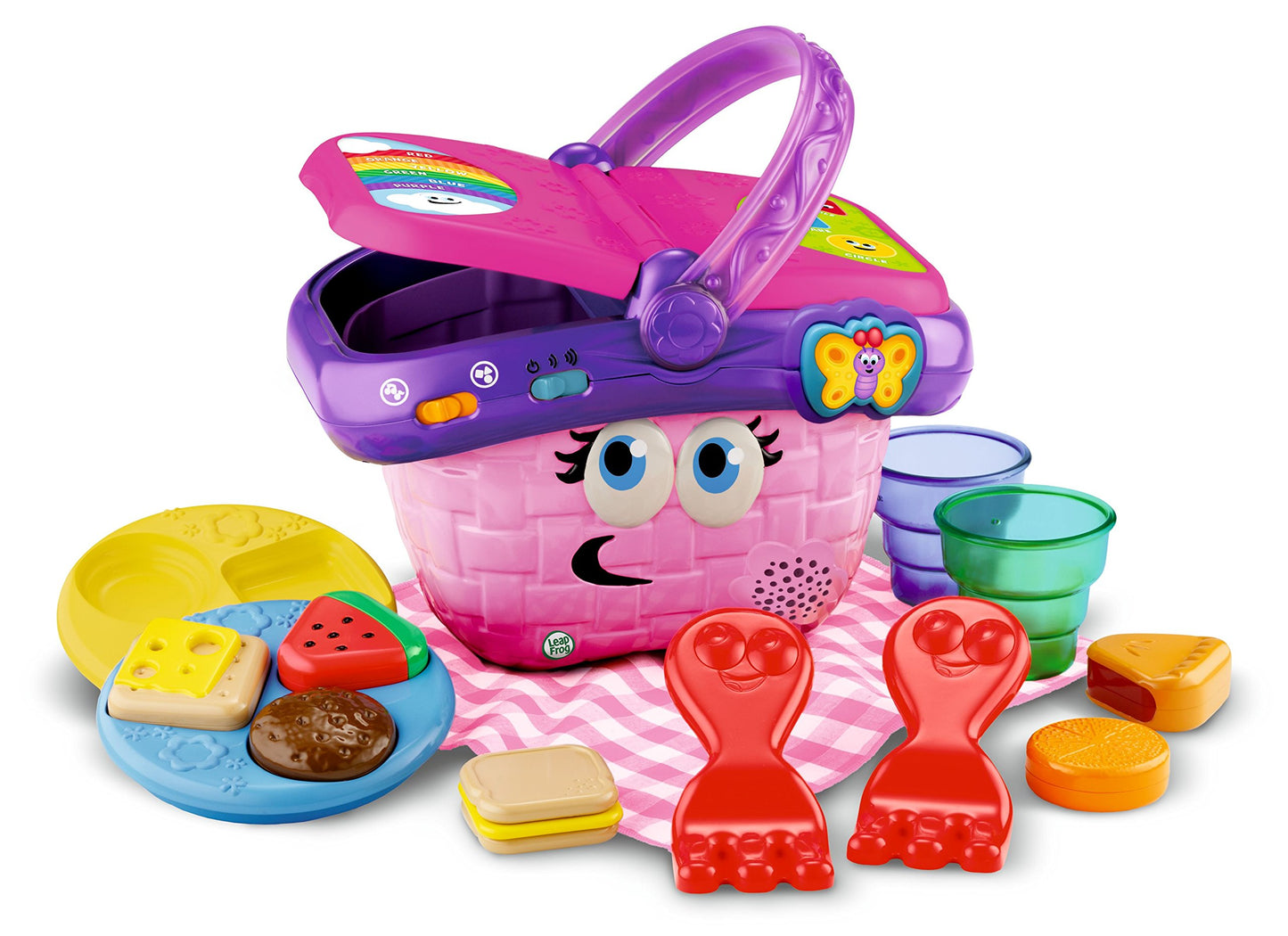 LeapFrog Shapes and Sharing Picnic Basket, 14 pcs, Multicolor, Plastic, 7.66 x 6.50 x 10.00", Model 80-19171E