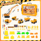 Toylink Construction Sandbox Toys Kids Play Sand Kit, 3.1lbs Sand & Large Tower Crane & 5 Trucks & 13 Signs & 14 Molds, Beach Bu