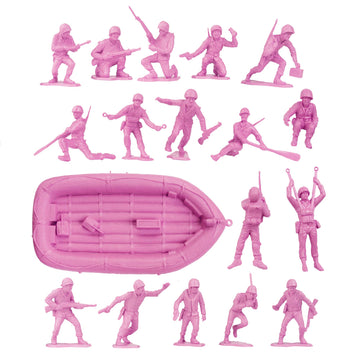 BMC Toys Plastic Army Men - 31pc WW2 Figures Set, Pink - Model BMC-67023, Made in USA