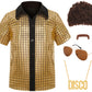 SIZGAROOT 70s Outfits for Boys Disco Costume Kids Halloween Party Dress Up (Gold, 10-12 Years)
