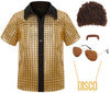 SIZGAROOT 70s Outfits for Boys Disco Costume Kids Halloween Party Dress Up (Gold, 10-12 Years)