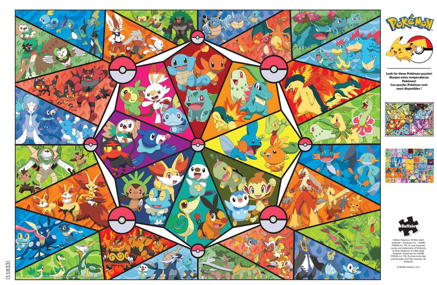 Buffalo Games Pokemon Stained Glass Starters 1000 Piece Jigsaw Puzzle - Large Multicolor - Challenging for Game Nights, Model 11833