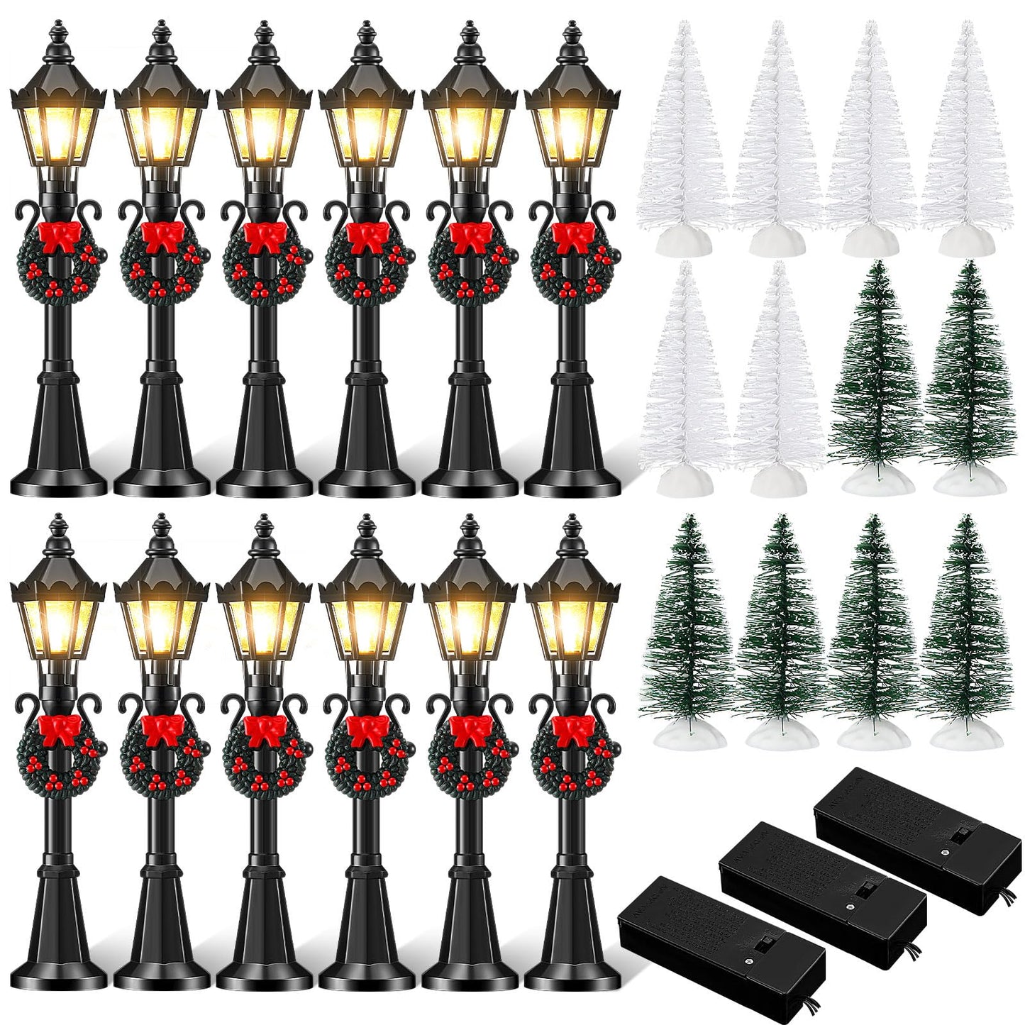 Shappy 24 Pieces Christmas Lamp Post Village Accessories Mini Street Lamp Dollhouse Streetlight Models For Mini Christmas Village Street Lights Models Christmas Miniature Mini Street Lamp For Diy