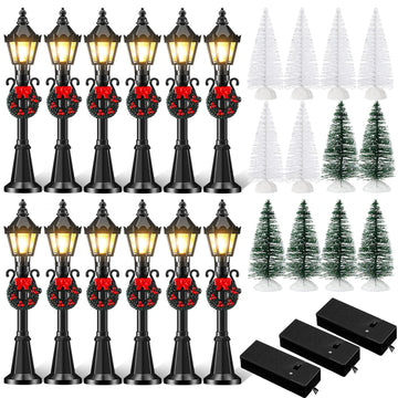 Shappy 24 Pieces Christmas Lamp Post Village Accessories Mini Street Lamp Dollhouse Streetlight Models For Mini Christmas Village Street Lights Models Christmas Miniature Mini Street Lamp For Diy
