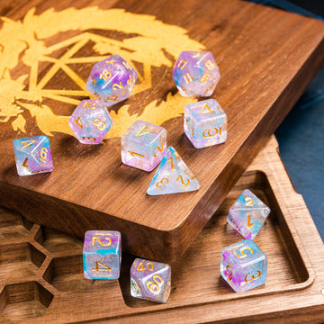 UDIXI 11 Piece Dice Set DND Polyhedral Dice Iridecent Swirls Dice for Role Playing Game Dungeons and Dragons, D&D Dice, (Purple