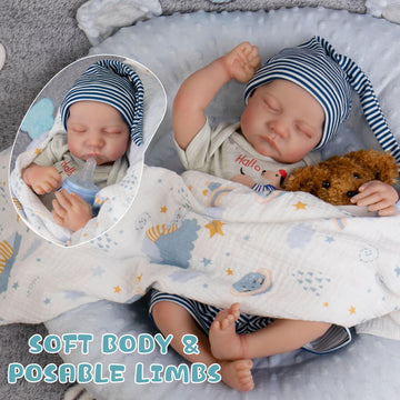 Milidool Realistic Reborn Baby Dolls Boy-17 Inch Full Body Silicone Reborn Baby Lifelike Newborn Baby Dolls Real Life Baby Dolls With Gift Box For Kids Age 3+