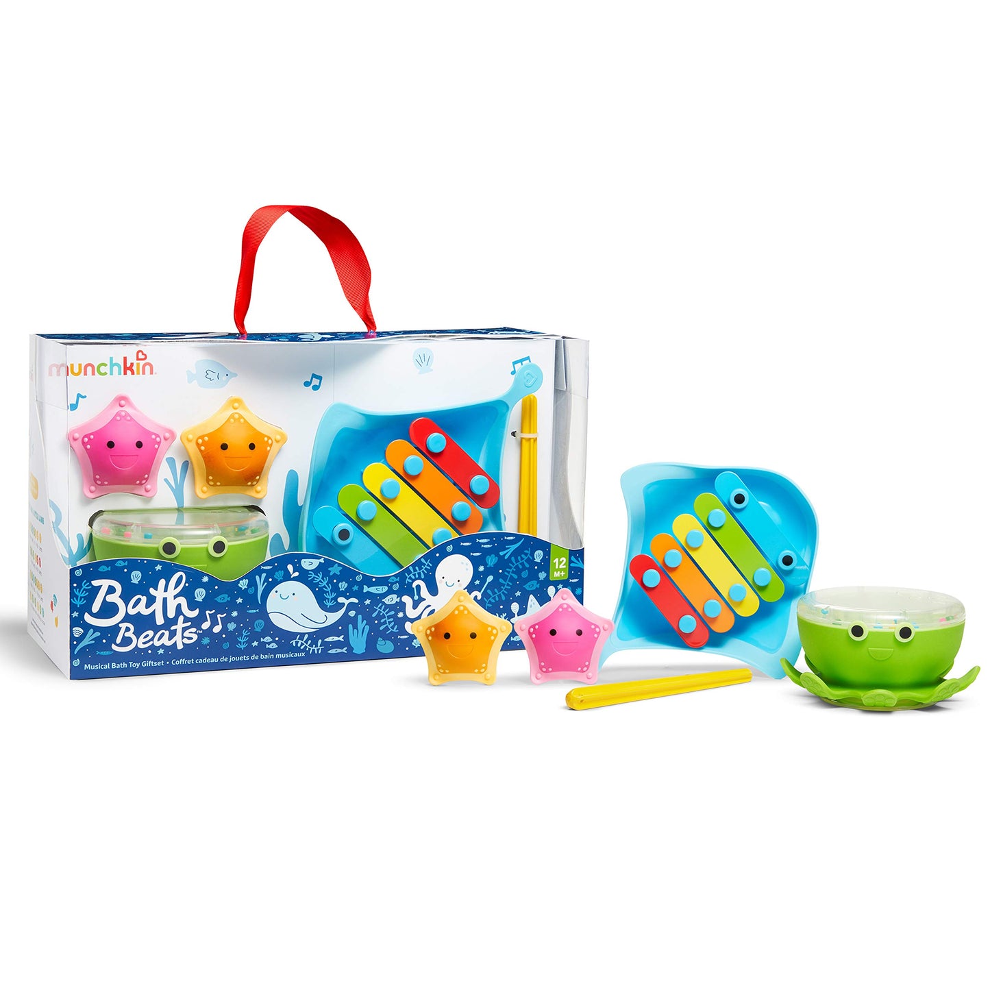 Munchkin® Bath Beats™ Bath Toy, Musical Set Includes Xylophone, Bath Drum & Shakers, Fun For Babies, Toddlers And Kids