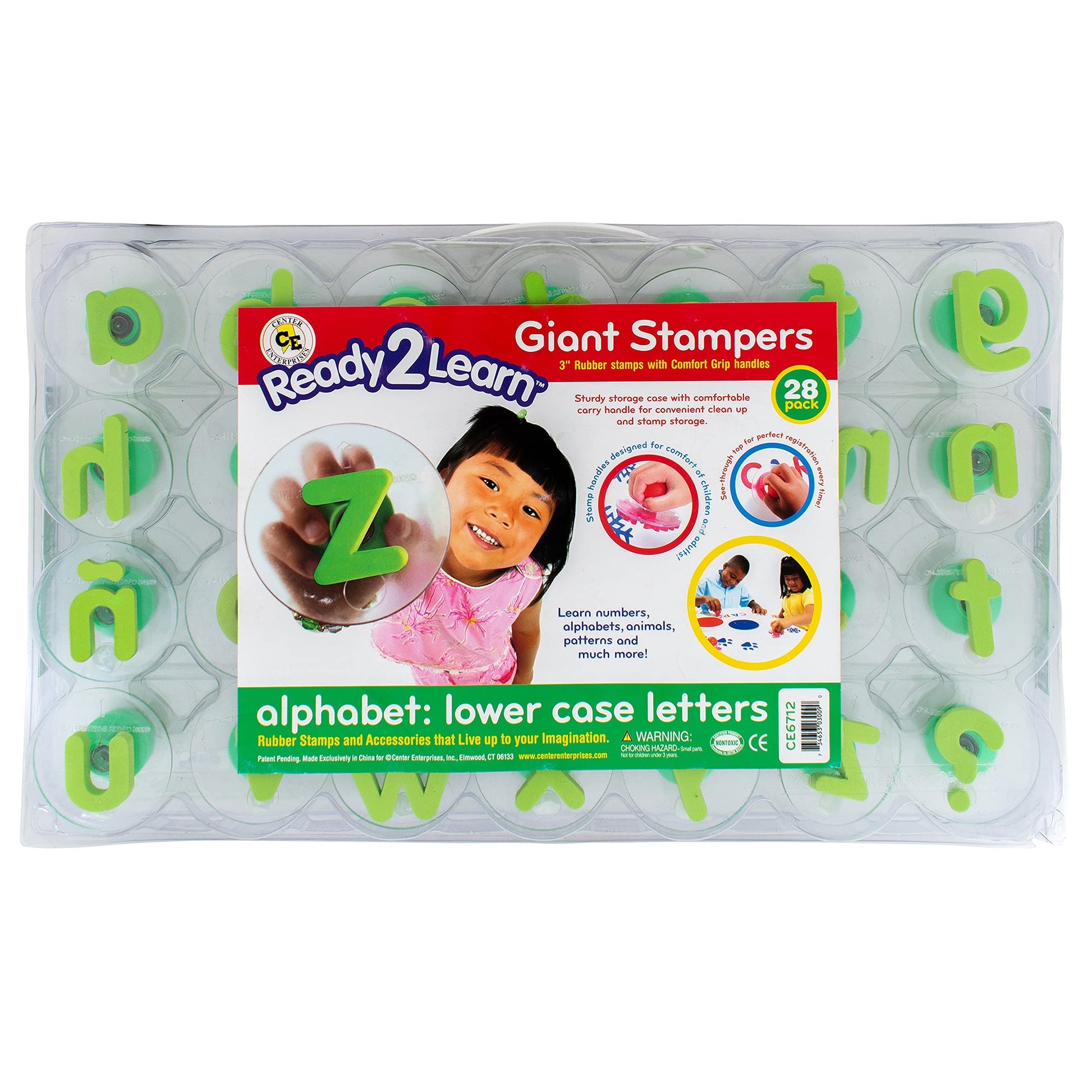 READY 2 LEARN Giant Stampers - Alphabet - Lowercase - Easy to Hold Foam Stamps for Kids - Arts and Crafts Stamps for Displays, P