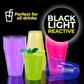 Exquisite Blacklight Reactive Glow Cups - 12 Oz Disposable Plastic - 60 Pack Assorted Neon Colors for Parties