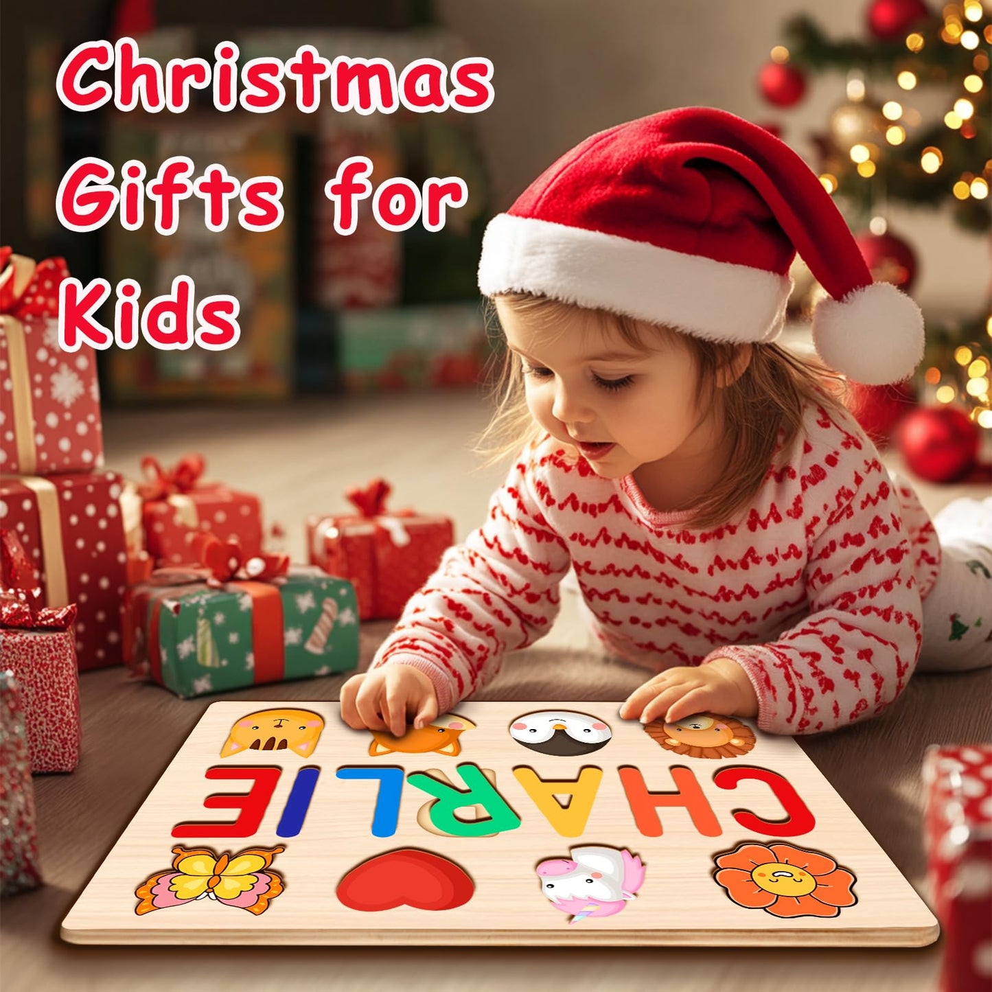 Ingifta Name Puzzle for Kids Personalized  Custom Baby Easter Gifts with Engraved Text on Back  Wooden Puzzle Toddlers Baby Boy Girl 1st Birthday for 1 Year Old
