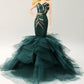 Cora Gu Handmade Classic Jade Green Embroidery Mermaid Dress Wedding Gowns Fit for 12 Fashion Doll & Dolls not Included