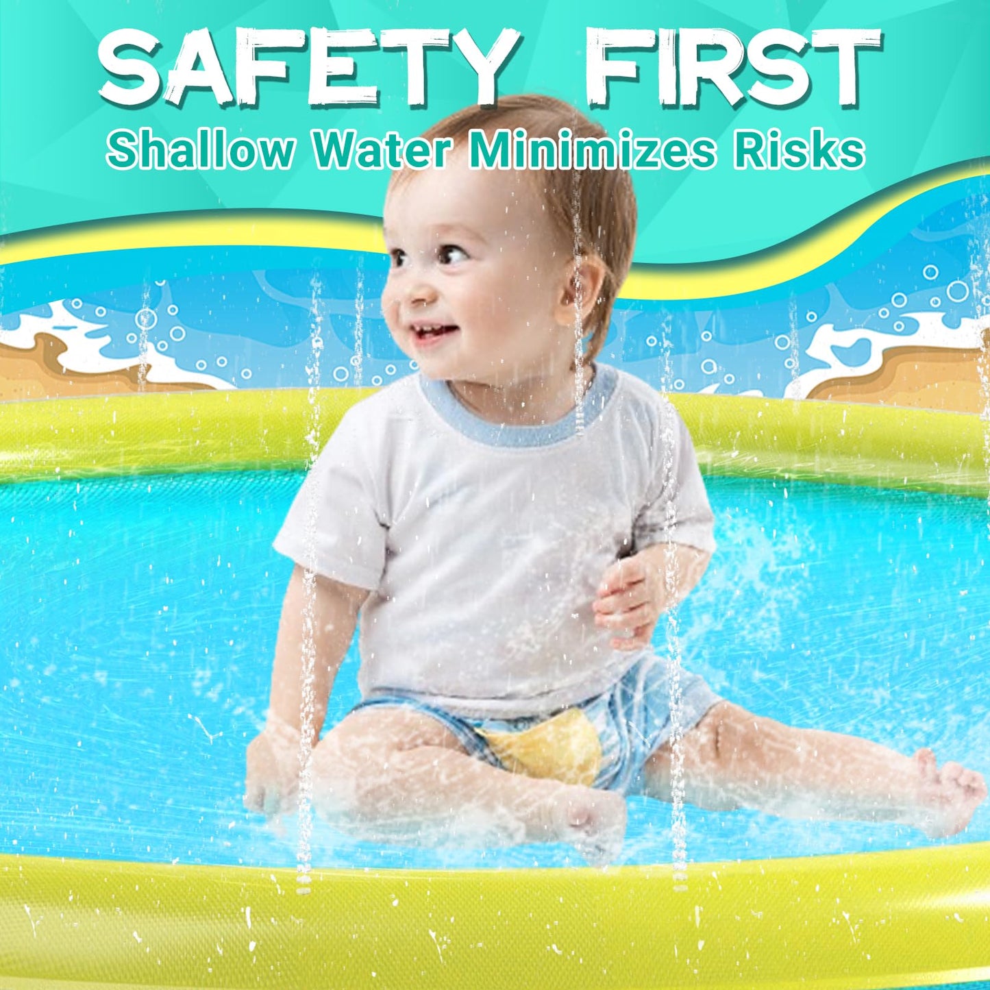 Heeyoo Splash Pad For Kids, Non-Slip Splash Pad For Toddler Summer Outdoor Water Toys, Sprinkler Pool For Kids Outdoor Play, Scr