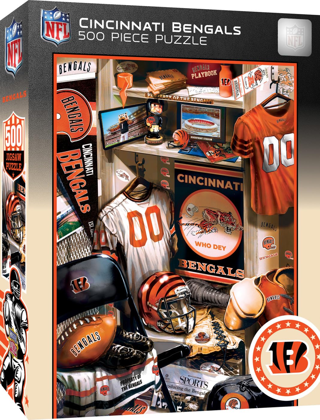 MasterPieces Game Day 500 Piece Jigsaw Puzzle for Adults - NFL Cincinnati Bengals Locker Room - 15x21