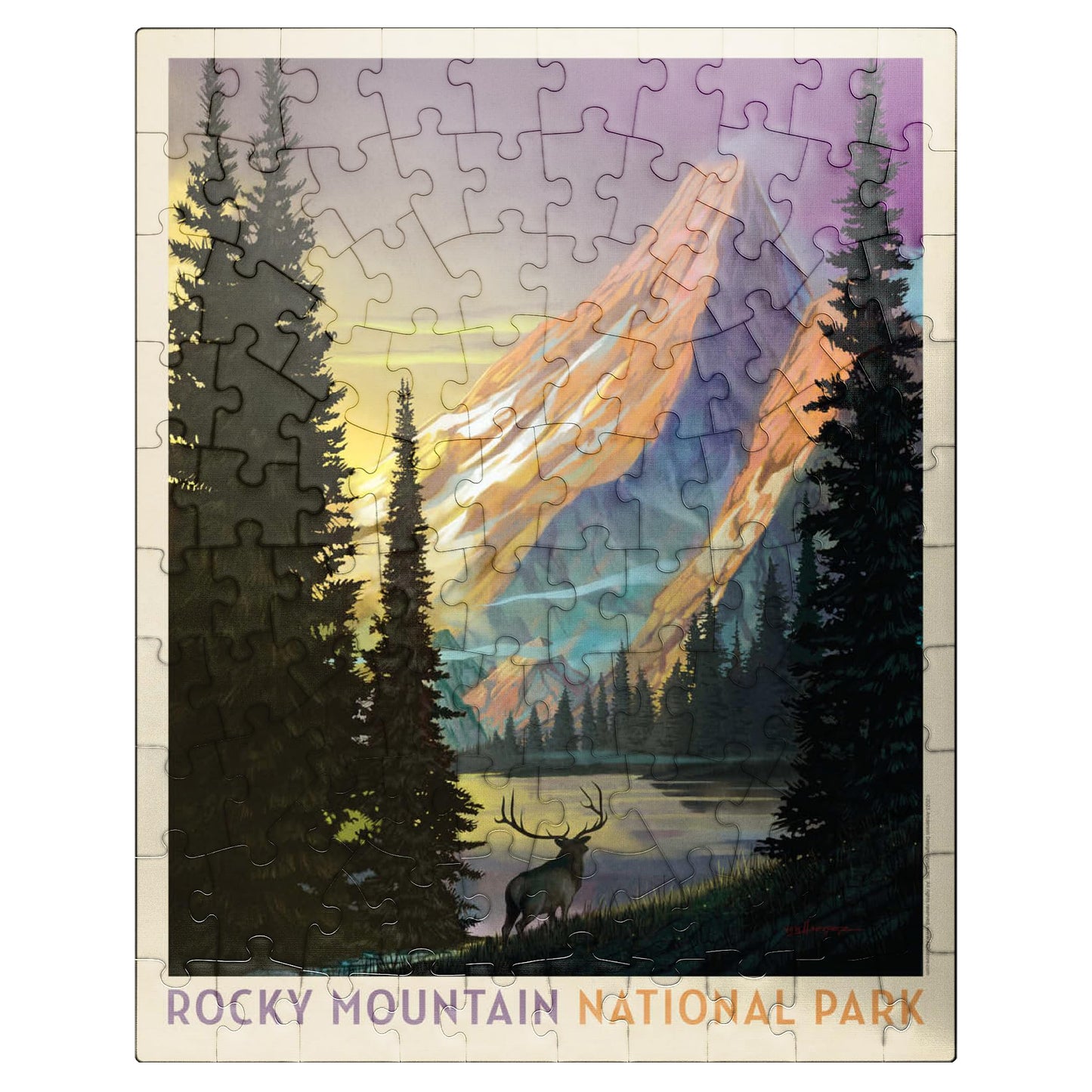 Mypuzzle Rocky Mountain National Park: Pyramid Peak, Vintage Poster - Premium 100 Piece Jigsaw Puzzle For Adults