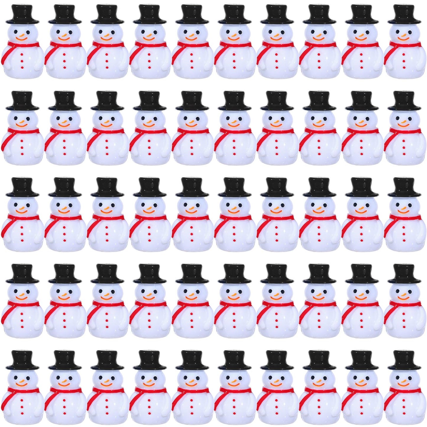 Liliful 50 Pcs Mini Snowman Figurines Christmas Tiny Resin Snowman Decoration With Hat Xmas Micro Landscape Ornament Garden Acce
