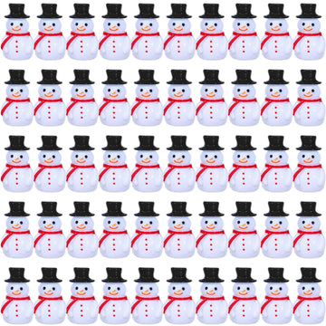 Liliful 50 Pcs Mini Snowman Figurines Christmas Tiny Resin Snowman Decoration With Hat Xmas Micro Landscape Ornament Garden Acce