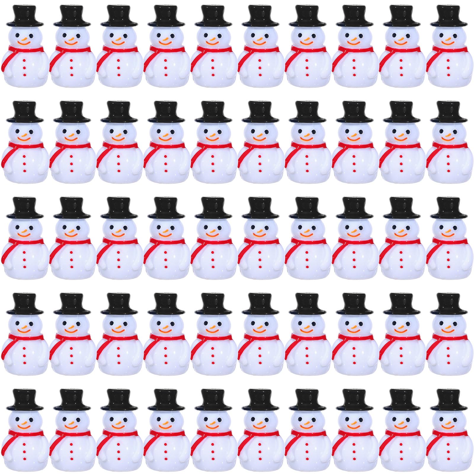 Liliful 150 Pcs Mini Snowman Figurines Christmas Tiny Resin Snowman Decoration With Hat Xmas Micro Landscape Ornament Garden Acc