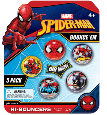 Ja-Ru Marvel Spiderman Bouncy Superballs Super Hi Bounce 1.2' (1 Pack Of 5 Balls) Fidget Balls Small Toys For Kids Prize Premium Giveaways Gift Birthday Supplies A-6805-1