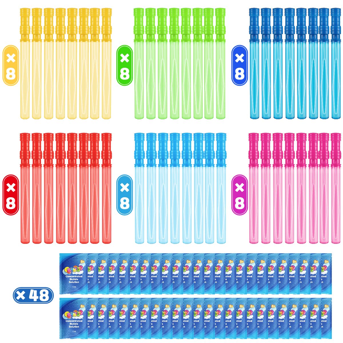 48 Pack 14 Bubble Wands, Big Bubble Wands With 48 Bubble Refill Solution, Bubbles Party Supplies For Easter, Birthday, Wedding,