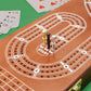 Cribbage Board Game Set 3 Tracks, Plusvivo Solid Oak Wood Cribbage Boards Unique With 9 Metal Pegs & 2 Storage Area, 15.5 X 4.9 X 1.2 In Travel Portable Cribbage Game Sets For Family
