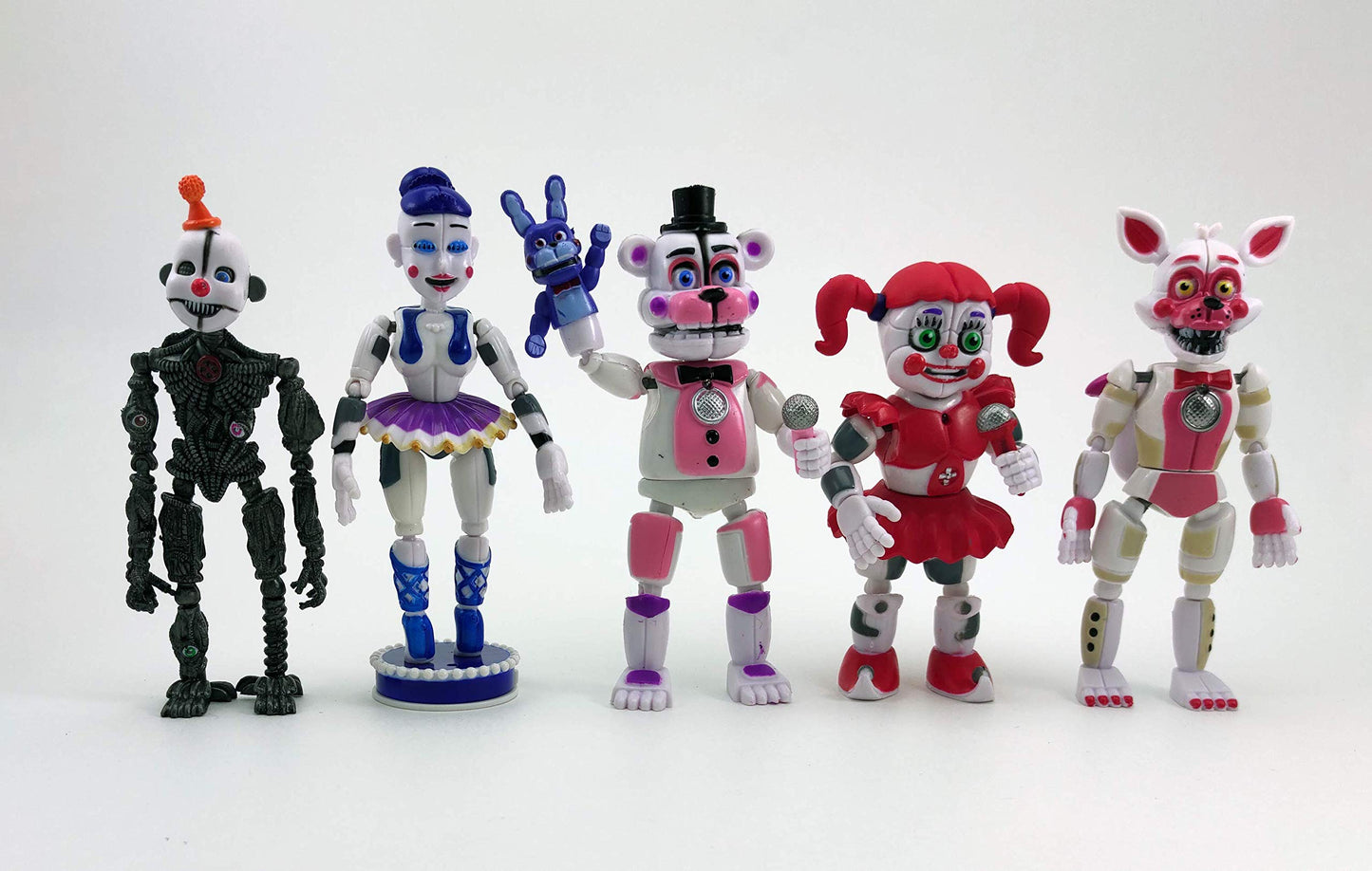Toysvill Inspired by FNAF Sister Location Action Figures Toys (Set of 5 pcs)  More Than 5 inches [Funtime Freddy Bear  Circus Baby  Ennard  Ballora  Funtime Foxy]  Fun Action Simulator