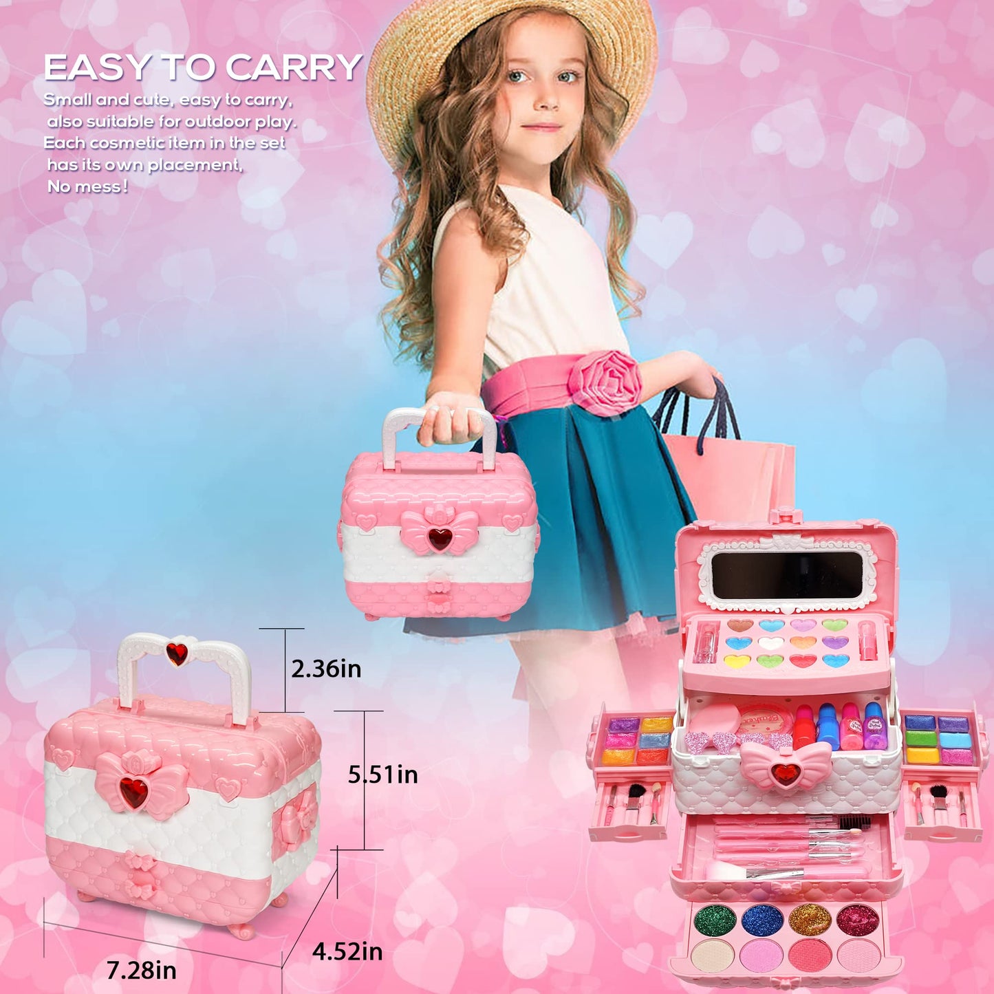 Kids Makeup Kit for Girl - Toys for Girls Washable Make Up for Little Girls,Non Toxic Toddlers Cosmetic Kits,Child Play Makeup T