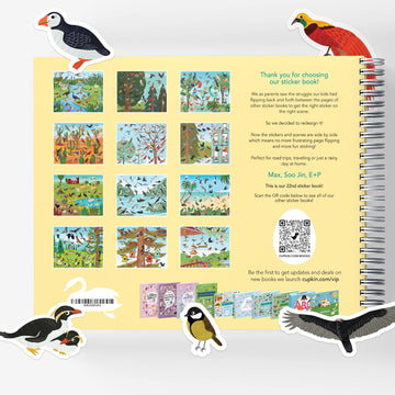 Bird Stickers + Coloring Book For Kids By Cupkin: Innovative Side By Side Bird Sticker Book - Spiral Binding Allows The Birds St