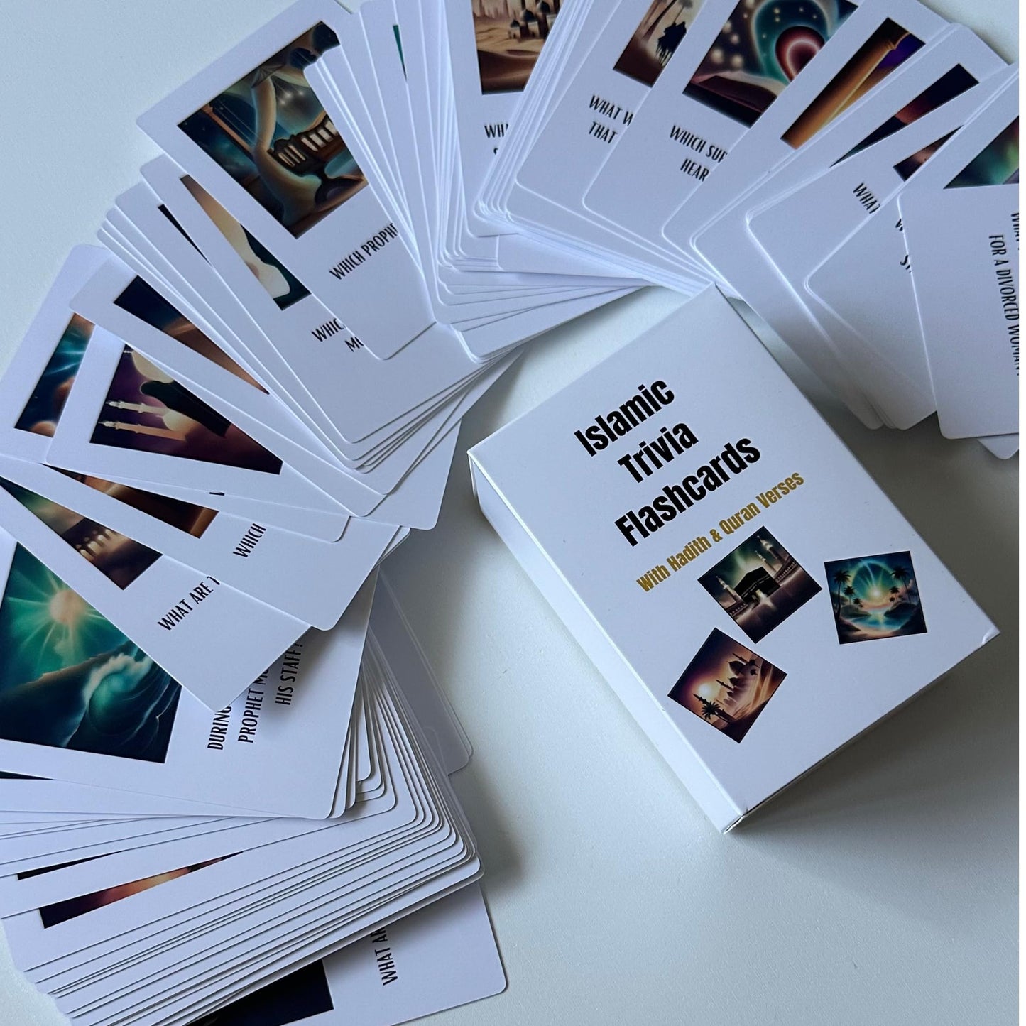 Deen Supplies Islamic Trivia Cards 100 Engaging Questions & Answers With Quranic And Hadith References | Perfect For Learning, F