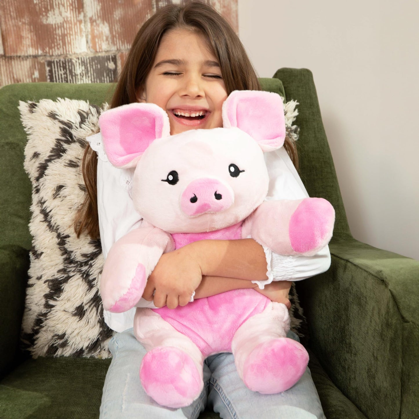 Hugimals Harper The Pig 4.5 Lb Heavy Cute Weighted Comfort Plush Large Unscented Self Care Stuffed Animal For All Ages - Kids, Teens And Adults