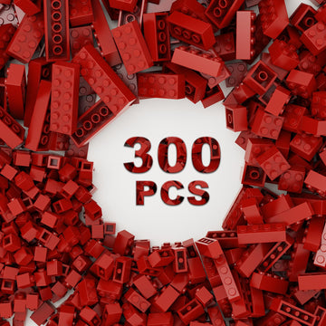 Webrick 300 Pcs Classic Building Bricks, Red Bulk Bricks,Compatible With Lego Parts And Pieces, Creative Building Block Toys For