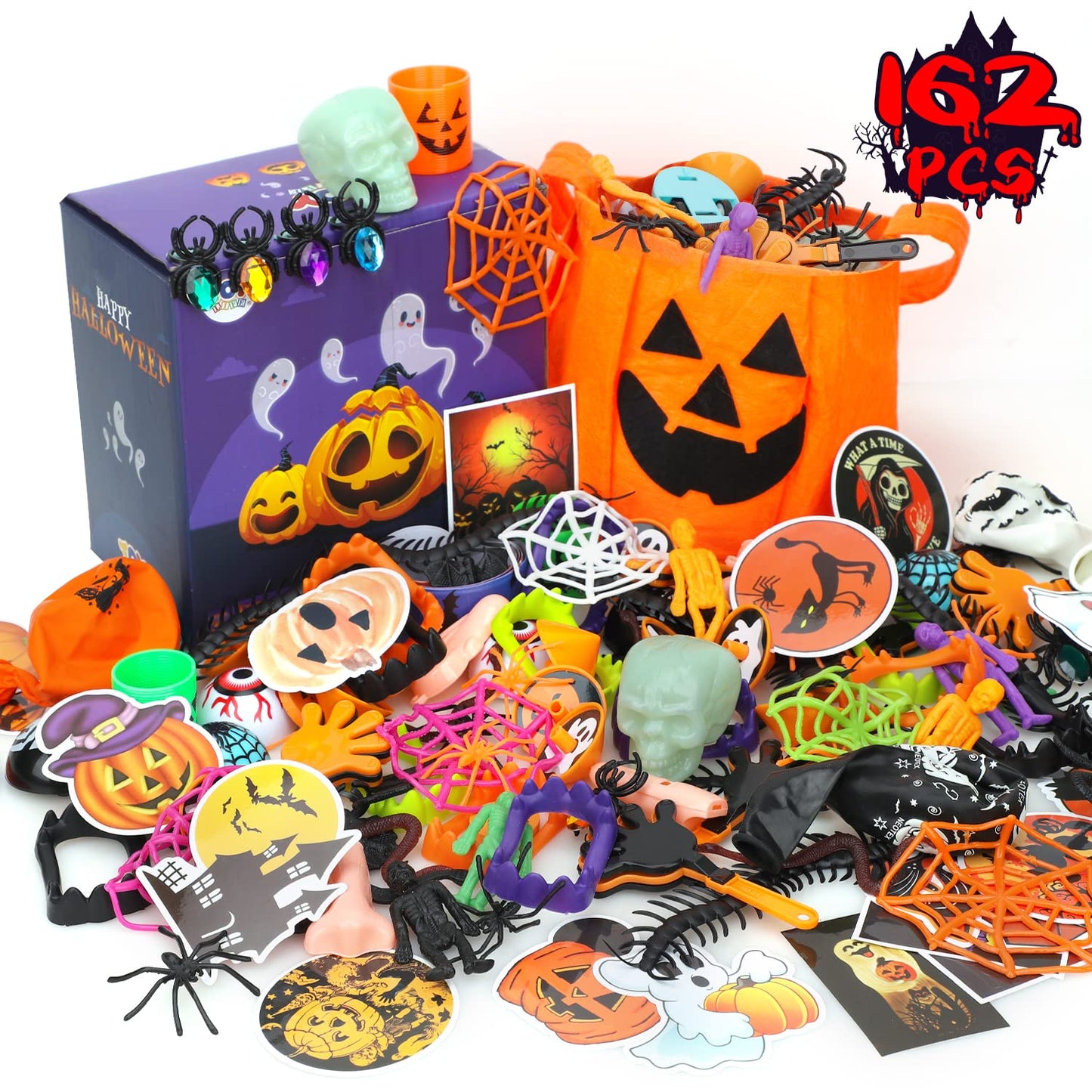 TOY Life Halloween Party Favors 162 Pcs Kids Party Favor Halloween Treats Toys in Bulk Goodie Bags Stuffers Return Gifts for Kid