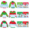 CY2SIDE 12 Set Christmas Ugly Sweater Scene Sticker for Kids Make a Winter Sweater Scene with Penguin Sticker Make Your Own Chri