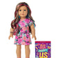 American Girl Truly Me 18-Inch Doll 101 With Gray Eyes, Wavy Caramel Hair With Pink And Blue Highlights, Light-To-Medium Skin With Warm Undertones, Floral Printed T-Shirt Dress